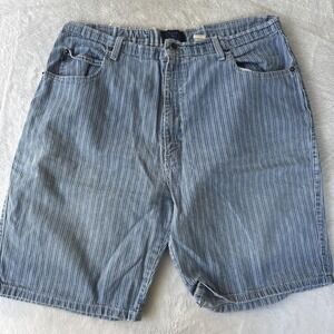 Code Bleu Jean Shorts Mens 38 White Stripe Baggy Denim Casual Vintage 90s Y2K